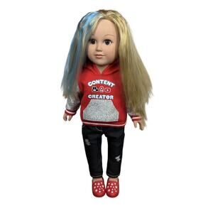 My Life as Skyler Content Creator Doll Blonde Hair Blue Streak Brown Eyes 18"